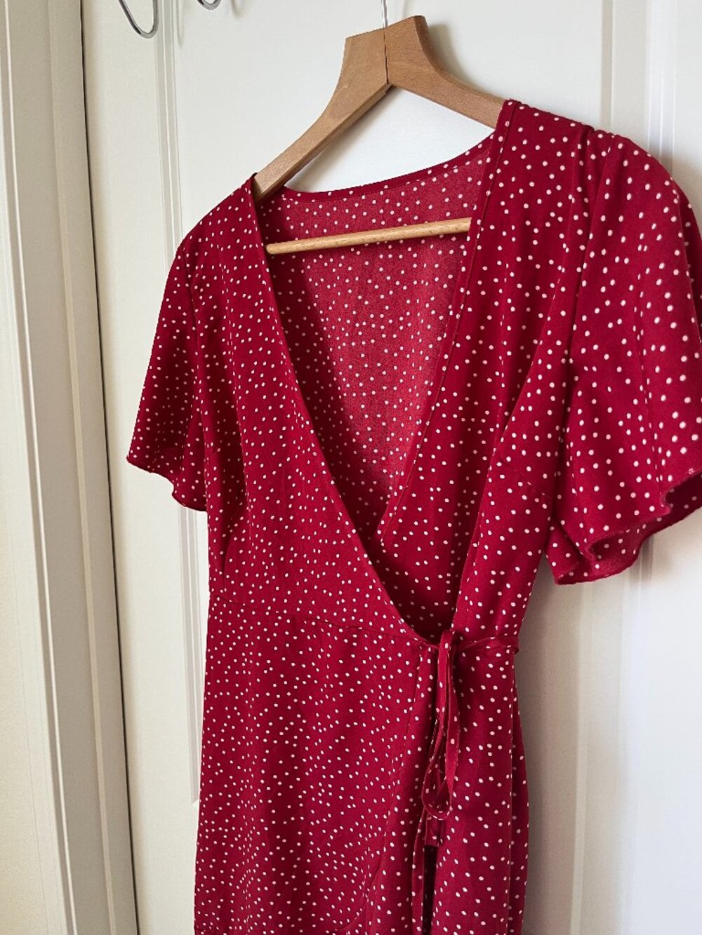 Red Polka-Dot Wrap Dress
